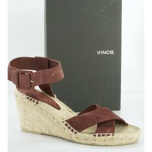 Vince Stefania Suede Platform Wedge Espadrille Sandal SZ 10 New Cross Strap $295